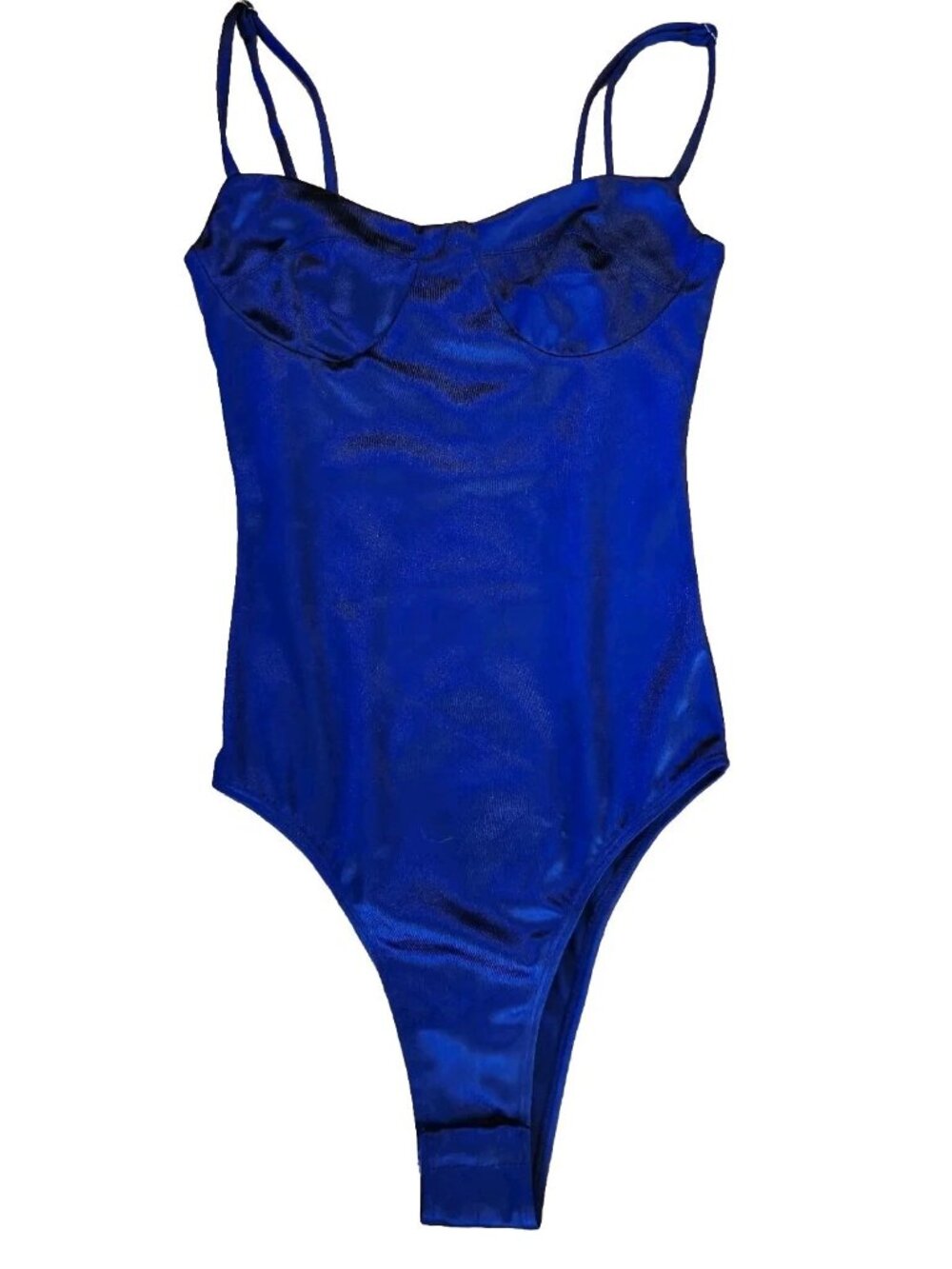 Princess Polly Corset Blouse Womens 0 Blue Satin Stretch Spaghetti Strap